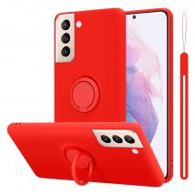 Coque pour Samsung Galaxy S22 PLUS en LIQUID RED Housse de protection Étui en silicone TPU flexible avec anneau