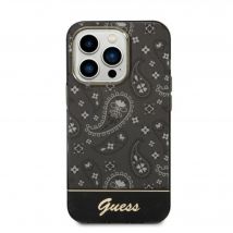 Guess étui pour iPhone 14 Pro 6,1 noir hardcase Bandana Paisley