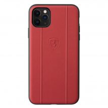 Coque Ferrari Off Track en cuir véritable pour Apple iPhone 11 Pro Max, Rouge