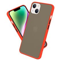 Coque pour Apple iPhone 14 PLUS en Rouge Givré - Touches Noires Housse de protection Étui hybride avec intérieur en silicone TPU et dos en plastique