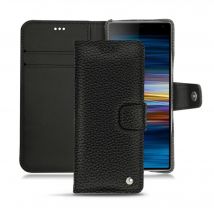 Housse cuir Sony Xperia 10 Plus - - Noir - Cuir grainé