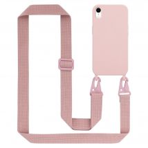 Tour de cou chaîne pour Apple iPhone XR en LIQUID PINK Housse de protection en silicone avec cordelette réglable