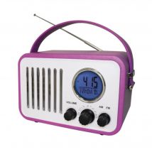Radio-réveil Vintage portative mauve