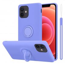 Coque pour Apple iPhone 12 MINI en LIQUID LIGHT PURPLE Housse de protection Étui en silicone TPU flexible avec anneau