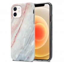 Coque pour Apple iPhone 12 / 12 PRO en Marbre Rose Blanc No. 21 Housse de protection Étui en silicone TPU avec motif mosaïque