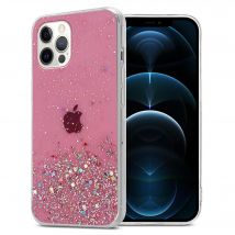 Funda rígida para Apple iPhone 12 / 12 PRO en rosa con purpurina Funda protectora de silicona TPU flexible con purpurina - Nuevo