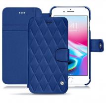 Funda de piel Apple iPhone 8 Plus - Solapa billetera - Azul - Piel lisa cosida - Nuevo