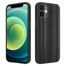 Coque pour Apple iPhone 12 MINI en Brushed Noir Housse de protection Étui en silicone TPU flexible au design brossé