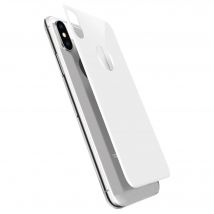 Protection arrière en verre trempé bord à bord incurvé (avec protecteur objectif caméra) pour Apple iPhone X, Blanc argenté