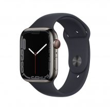 Watch Series 7 (GPS) Boîtier en Acier Inoxydable Graphite de 45 mm, Bracelet Sport Minuit