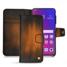 Housse cuir Oppo Find X - Rabat portefeuille - Marron - Cuir patine