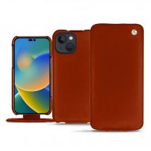Housse cuir Apple iPhone 14 - - Orange - Cuir vegan
