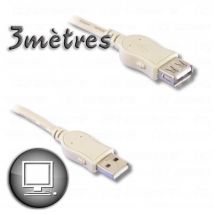 Cable de extensión USB 2.0 A macho / A hembra de 3 m - Nuevo