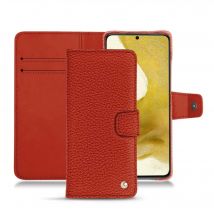 Housse cuir Samsung Galaxy S22 - - Orange - Cuir grainé