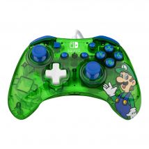 Rock Candy: Luigi Lime Bleu, Vert, Translucide USB Manette de jeu Analogique/Numérique Nintendo Switch, Nintendo Switch Lite, Nintendo Switch OLED