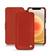 Housse cuir Apple iPhone 12 - Rabat horizontal - Orange - Cuir grainé