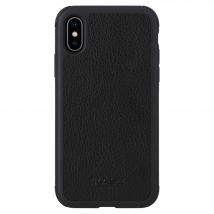 Coque robuste en cuir véritable pour Apple iPhone X/XS, Noir de jais