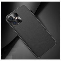 Coque Simili Cuir pour IPHONE 12 Mini Fine Elegante Protege Cameras (NOIR)