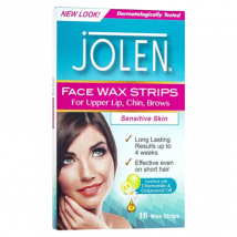 Jolen Facial Wax Strips For Sensitive Skin Quick & Gentle Hair Removal - 16 kpl