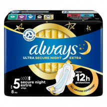 Always Ultra Size 5 Secure Night Extra - 8 kpl