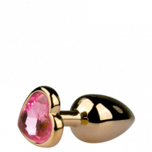 EasyToys Gold Metal Pink Butt Plug - Medium - keskikokoinen