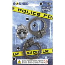 Gonherin poliisin käsiraudat ja virkamerkit