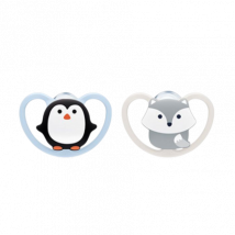 NUK Space Soother 0-6mdr 2-pack - Pingviini ja susi