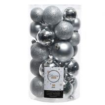 Decoris Season Hopeinen joulupallosetti - 30 kpl.