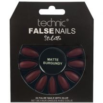 Technic Stiletto tekokynnet Matta Burgundy - 24 kpl.