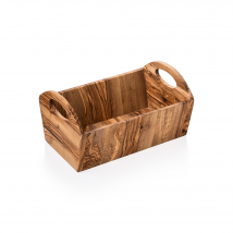 Pure Olive Wood Basket, 33.5 x 17.5 cm