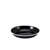 Enamel Rice/ Pasta Plate Black with White Rim 20cm - Pack of 12