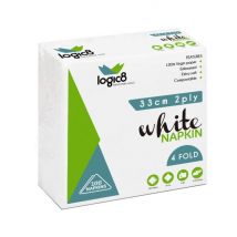 Logic8 33cm 2ply 4fold White Lunch Napkin (20x100)