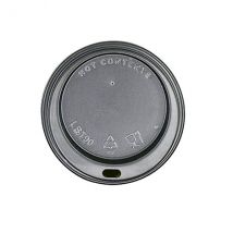 80mm Black Hot Cup Lids - Huh - (8oz) (10x100)