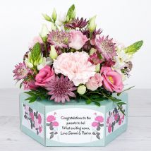 Flowerbox with Keano Roses, Pink Lisianthus and Astantia