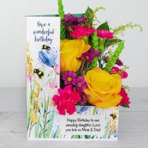 Birthday Flowers with Dutch Orange Roses, Lime Santini Chrysanthemums and Spray Carnations