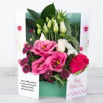 Mother's Day Flowers with Tea Roses, Lisianthus, Pink Veronica, Chrysanthemum Santini, Statice, Sprigs of Rosemary and Ruscus