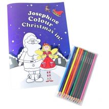 Personalised 'It's Christmas' Fairy Colouring Book with Pencil Crayons