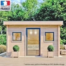 Chalet de jardin BALMAY 15m2 toit plat - Bois Douglas 55mm fabrication franÃ§aise L. 3,9 x l. 3,9 x H. 2,5m