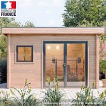 Chalet de jardin CHEVRIL 12m2 toit plat - Bois Douglas 55mm fabrication franÃ§aise L. 3,9 x l. 2,9 x H. 2,5m