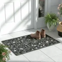 Paillasson extÃ©rieur rÃ©sistant en caoutchouc - Noir