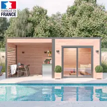 Poolhouse en bois 18m2 - Douglas 55mm fabrication franÃ§aise L. 6,04 x l. 2,9 x H. 2,58m