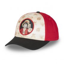 Casquette garçon baseball Freegun beige et rouge fermeture snapback One Piece Luffy TU