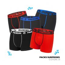 Pack Surprise de 5 Boxers Freegun coton garçon 10/12 ans