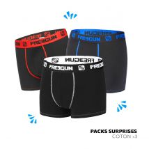 Pack Suprise de 3 Boxers Freegun coton garçon 8/10 ans