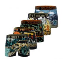 Lot de 5 Boxers Microfibre garcon Imprimé Outdoor Garantie 2 ans | FREEGUN 10/12 ans