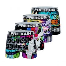 Lot de 4 Boxers Microfibre garcon Looney Tunes Bugs Bunny, Titi, Daffy Duck, Coyote, Grosminet Imprimé | FREEGUN 12/14 ans