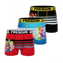Lot de 3 Boxers Microfibre homme Super Mario Imprimé Noir/Blanc/Jaune/Rouge/Bleu | FREEGUN M