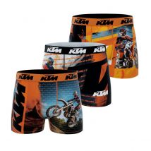 Lot de 3 Boxers Microfibre homme Imprimé Orange, Noir, KTM Cross | FREEGUN XL