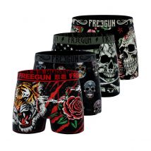 Lot de 4 Boxers Microfibre garcon Confort, Respirant, Stretch Imprimé Rock Skull Garantie 2 ans | FREEGUN 10/12 ans