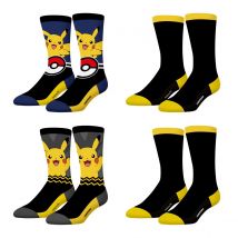 Lot de 4 Paires de Chaussettes homme Tennis Pokemon Pikachu Imprimé - Freegun 43/46